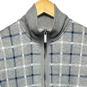 Nautica Men's Medium Grey Heather Plaid Quarter-Zip Pullover NWT